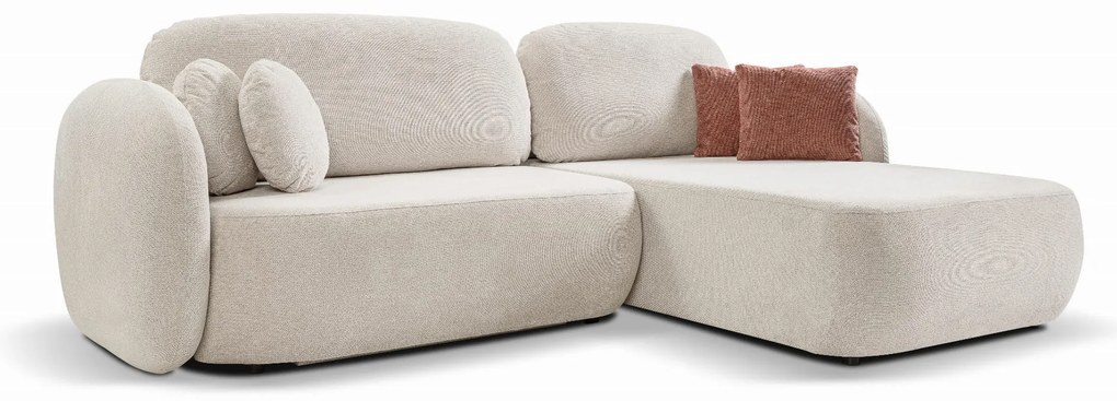 Rohová rozkladacia sedačka Olio - krémová Strana: Pravá