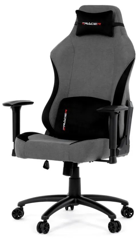 Herní křeslo, houpací mechanismus, šedá látka, KA-F12 GREY2