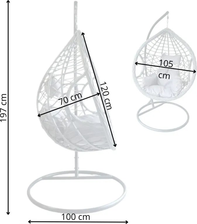 Sivé závesné kreslo s podnožkou DOMINIKANA WAVES