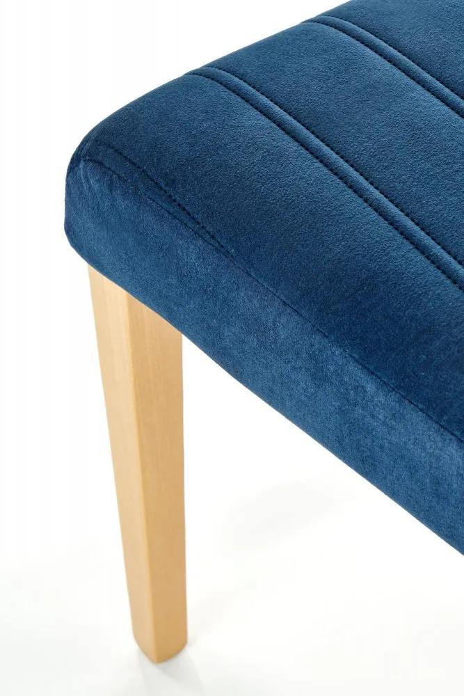 Jedálenská stolička DIEGO 3 — zamat, medový dub, modrá
