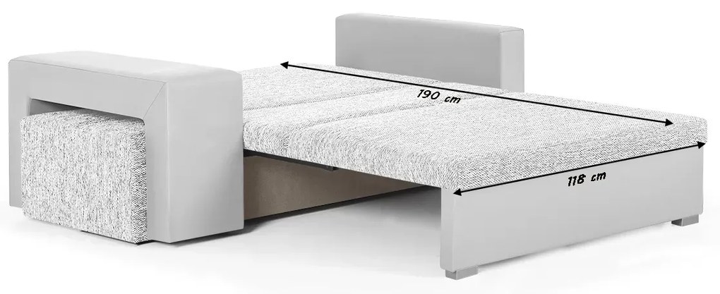 Rozkladacia pohovka MILAN 2 + 2 taburety Sivá/biela