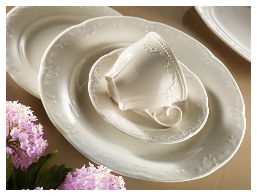 Sada 6 porcelánových hrnčekov s tanierikom Kutahya Elegance, 150 ml