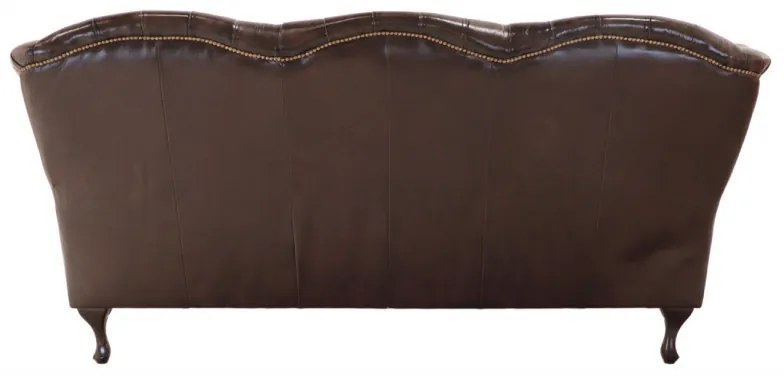 Pohovka trojmiestna Chesterfield Crown z pravej hovädzej kože Brown Brown