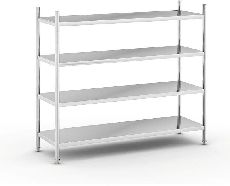 Nerezový policový regál, 1550 x 1500 x 600 mm, 4 police