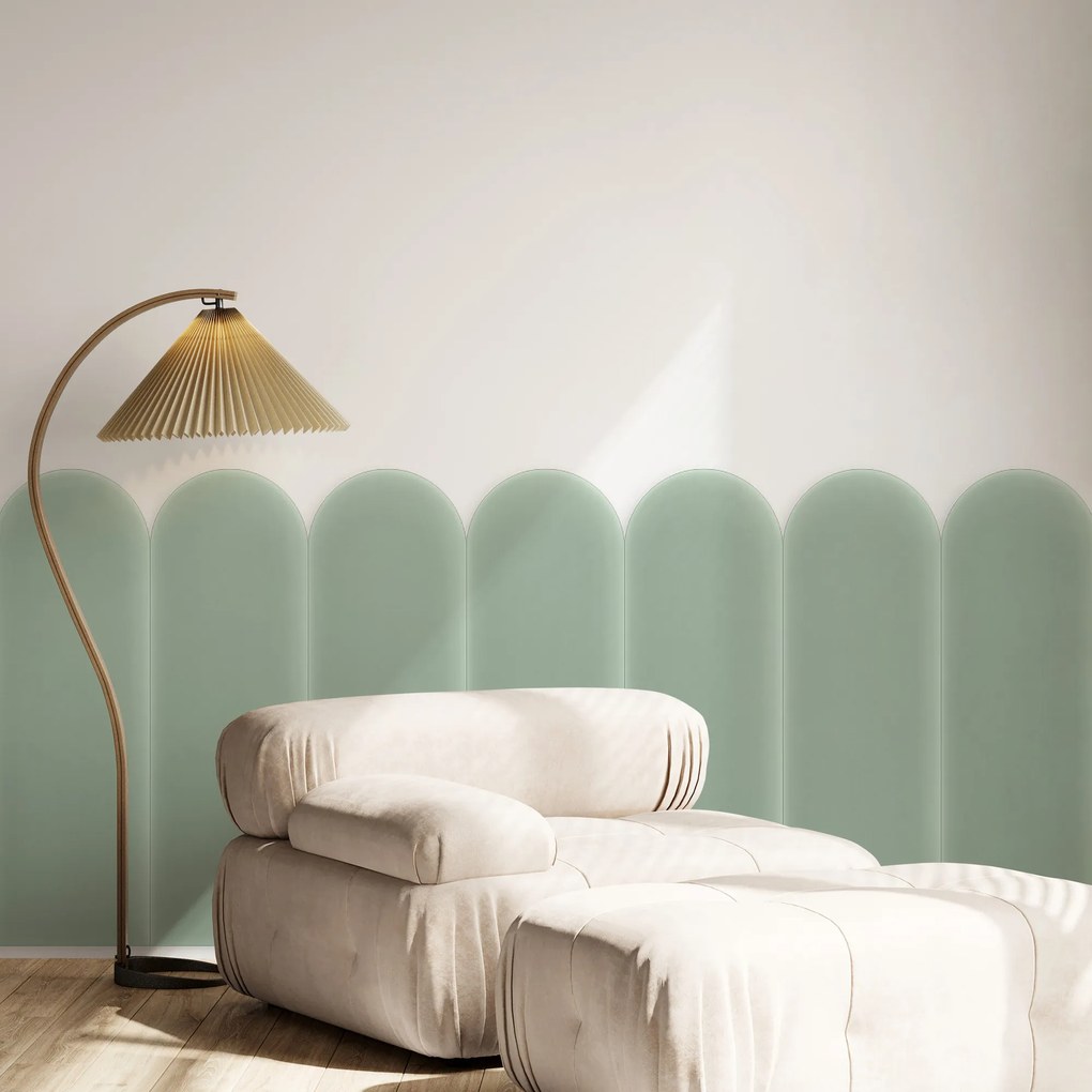 Zamatový čalúnený panel - Oblúk - 20x80cm Farba: Mäta