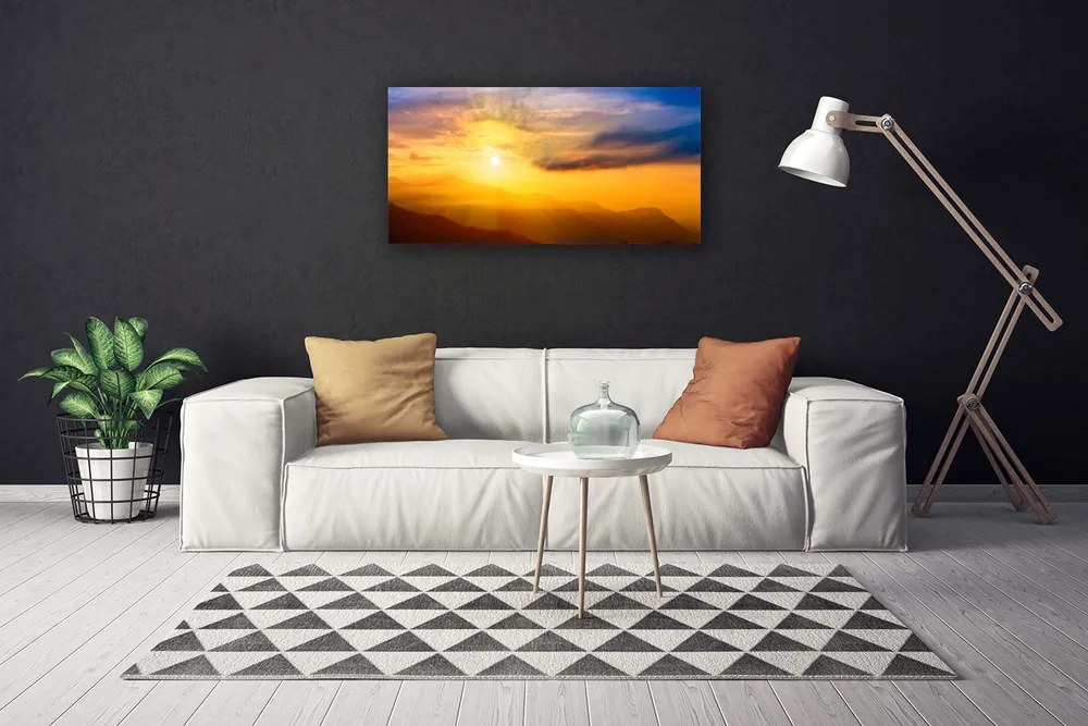 Obraz Canvas Hory slnko mraky príroda 100x50 cm