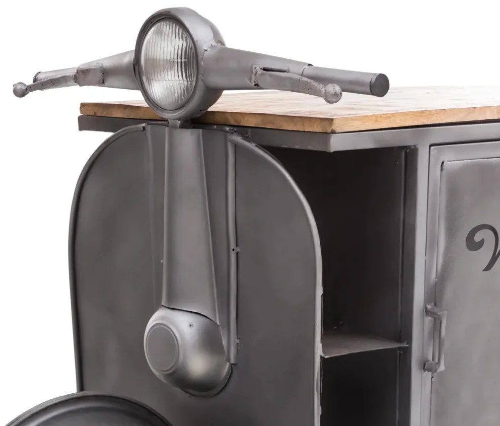 furniture-nabytek.cz - Masívna skrinka pod umývadlo Vanity z kovu a manga, lakovaná, strieborná