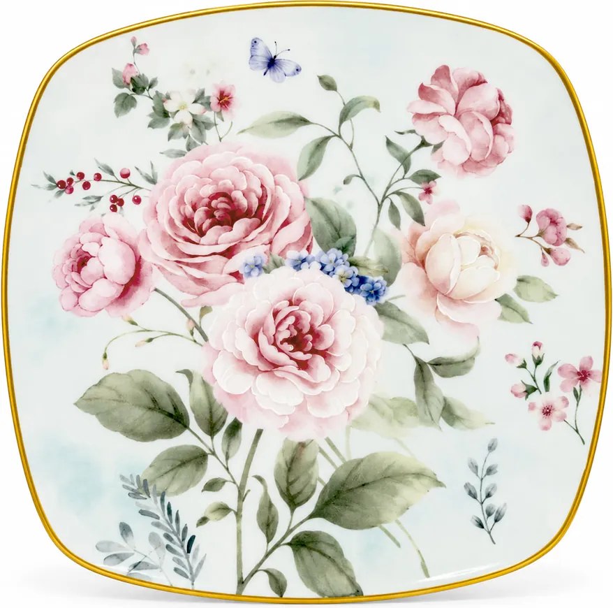 Home Elements Porcelánová šálka a podšálka 2 x 250 ml, Ruža