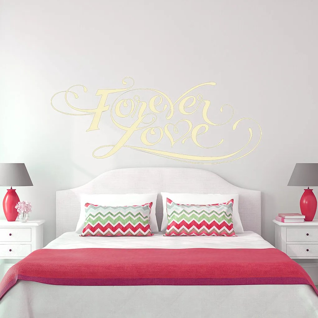 Veselá Stena Samolepka Forever love Farba: žlutá, Veľkosť: 80 x 34 cm