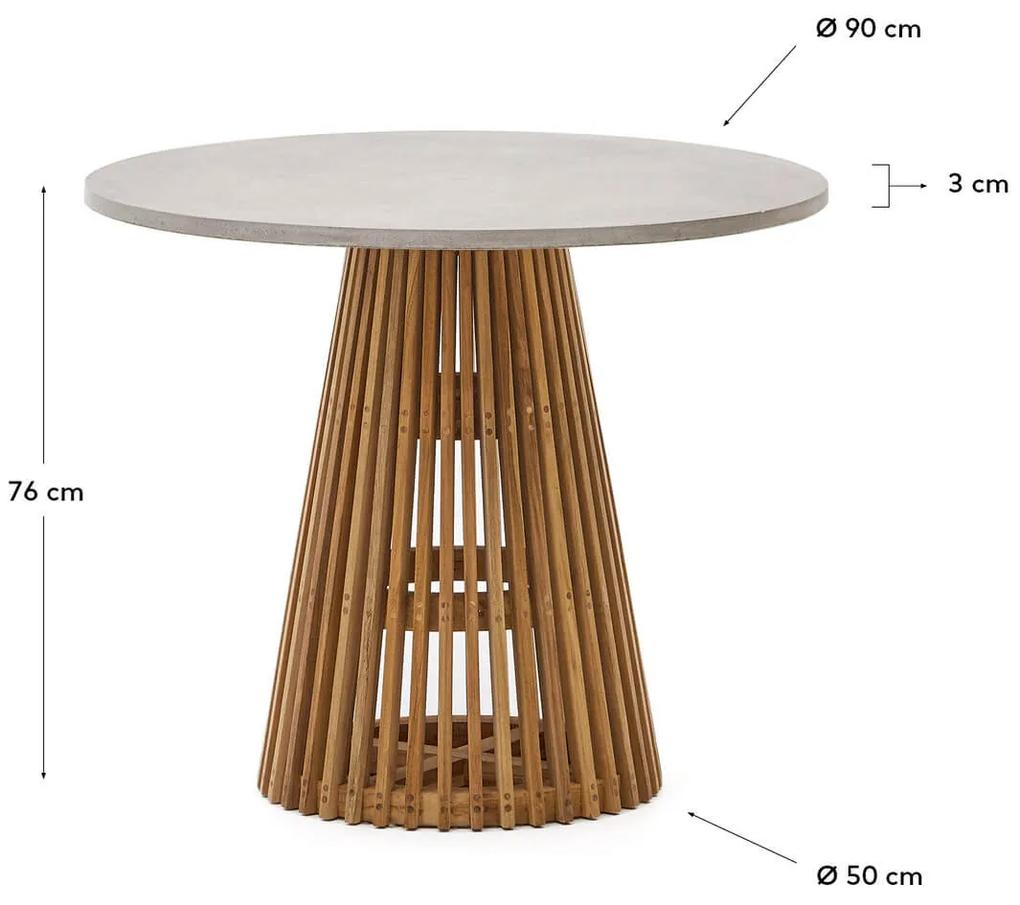 Záhradný jedálenský stôl faluca ø 90 cm sivý/prírodný MUZZA
