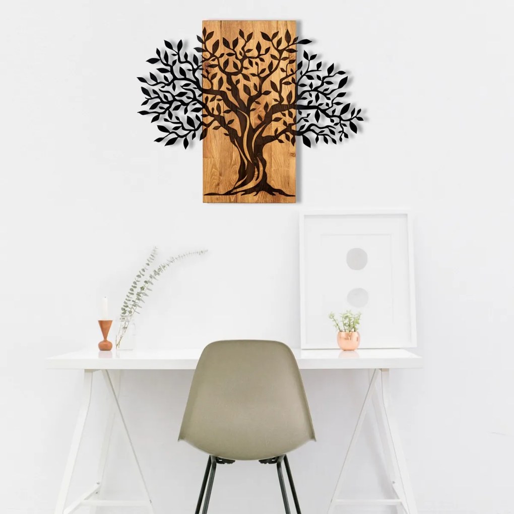 Nástenná dekorácia Agac tree II čierna/orech