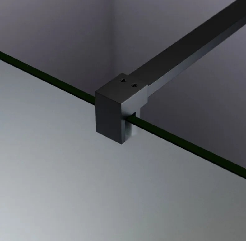 Erga Paris, sprchová zástena Walk-In 100x200 cm, 8mm sklo námraza, čierny profil, ERG-V02-PARIS-100x200-FR-BK