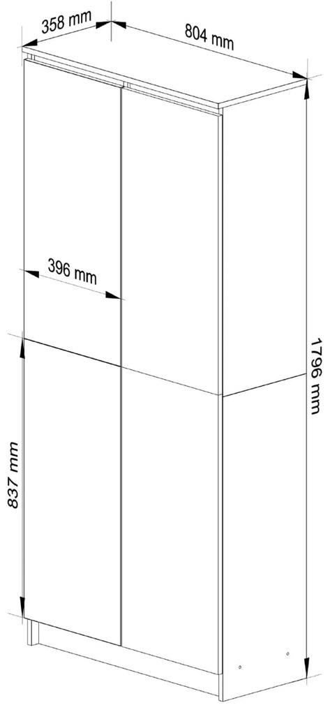 Skriňa Rexa III 80 cm wenge/biela