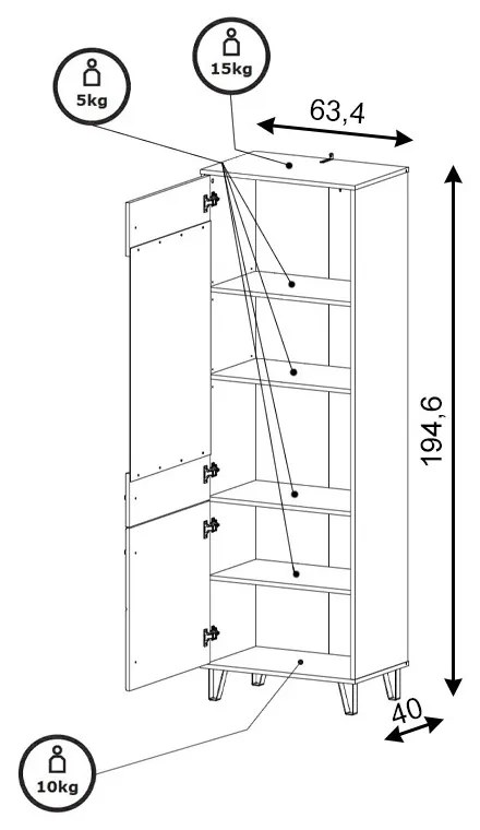 Vitrína Bilbao 63,4 cm dub artisan/biela