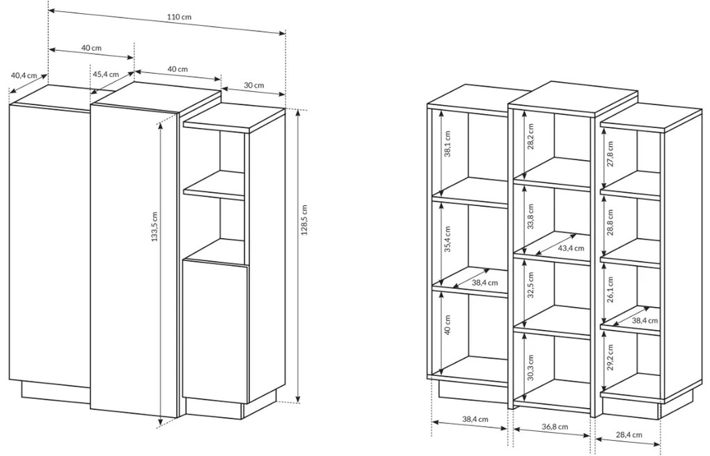 Vysoká komoda LAS 3D