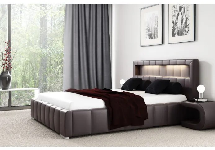 Manželská posteľ Fekri120x200, hnedá eko koža