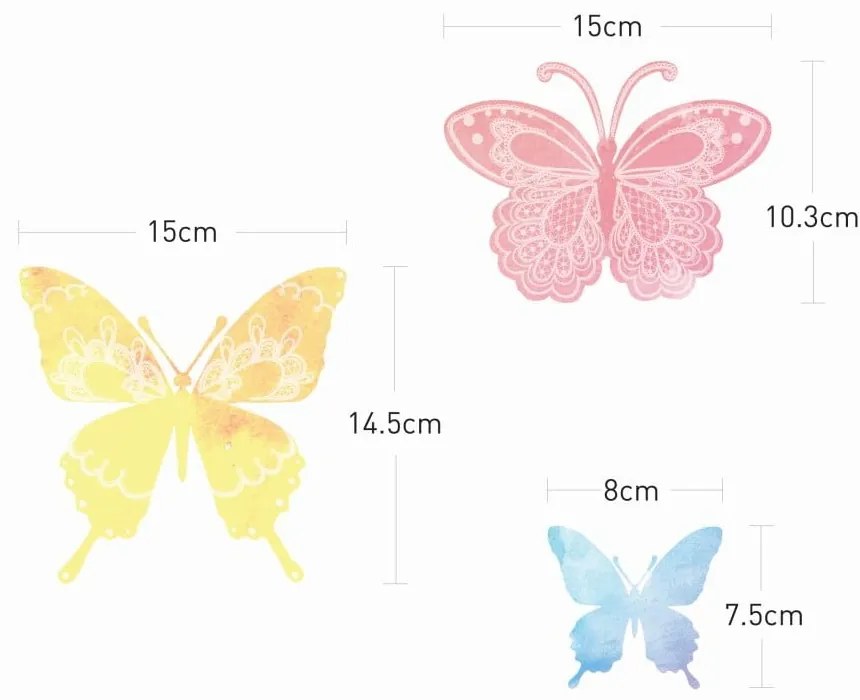 Sada 24 samolepiek Ambiance Artistic Butterflies