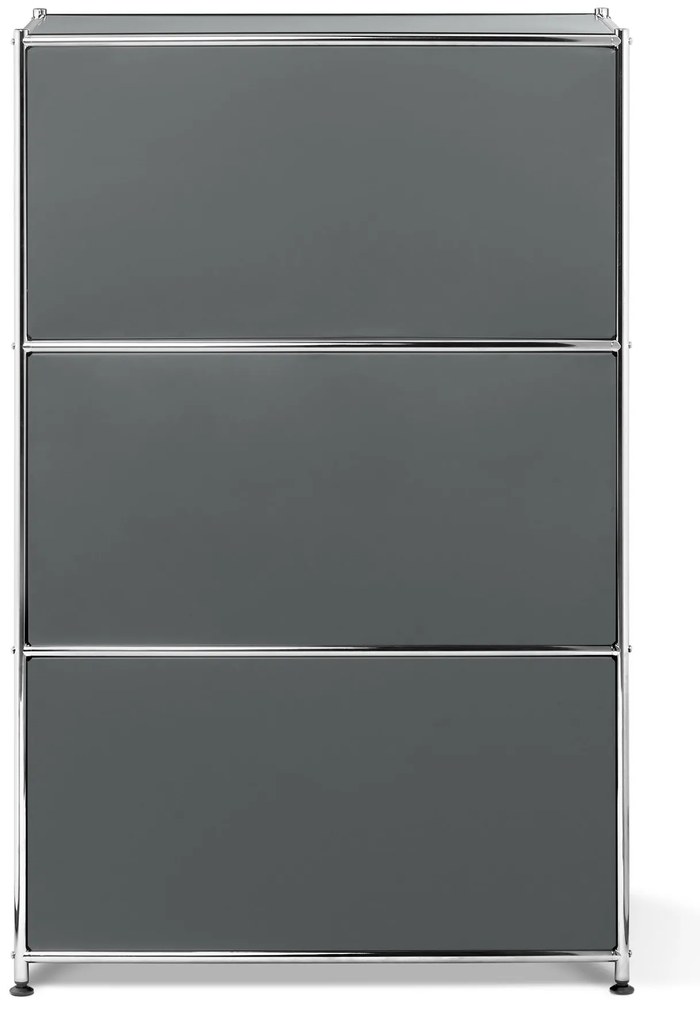 Kovový regál »CN3« s 3 výklopnými priehradkami, sivý