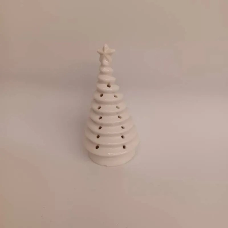 DECOLED Keramický stromček, 6,2 x 6,2 x 11,2 cm, teplá biela, 2xLR44