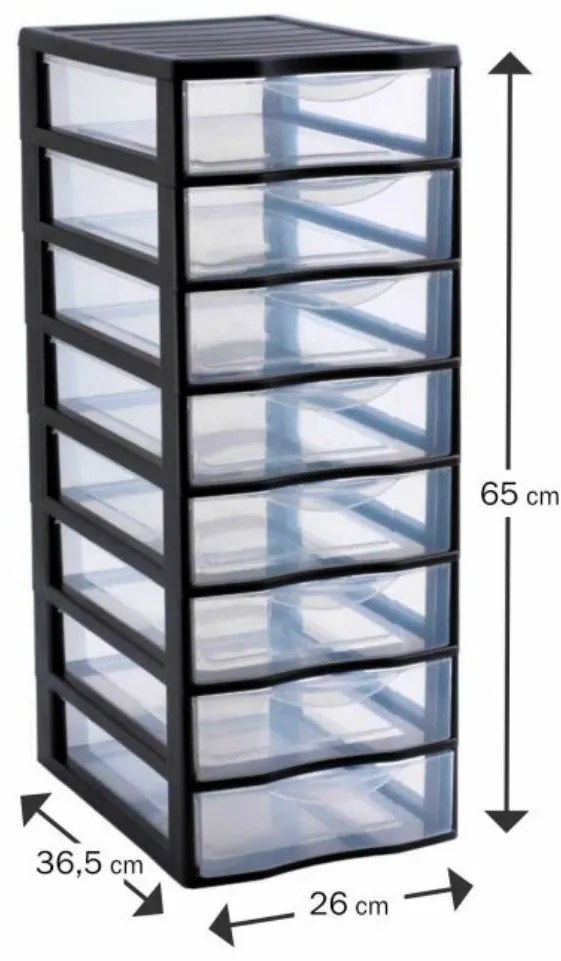 Úložný box s 8 zásuvkami, antracit, OFFICEMIX A4 8A