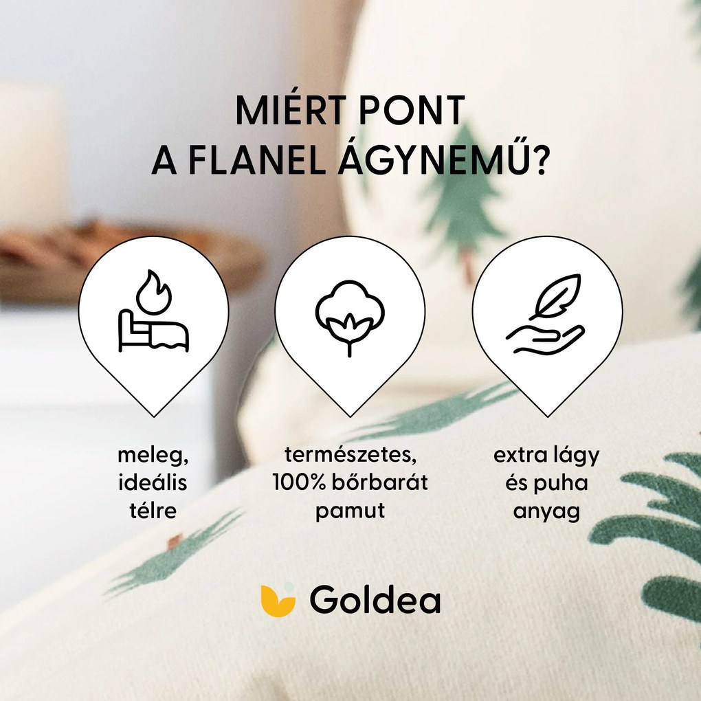 Goldea flanelové posteľné obliečky - stromčeky na režnom 220 x 200 a 2ks 70 x 90 cm