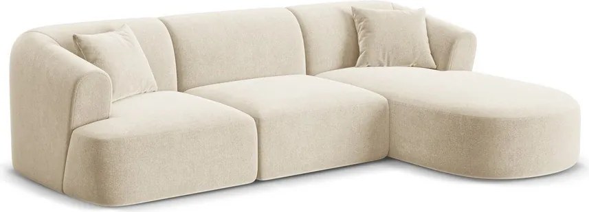 Béžová zamatová rohová pohovka (pravý roh/s leňoškou) Campi – Cosmopolitan Design