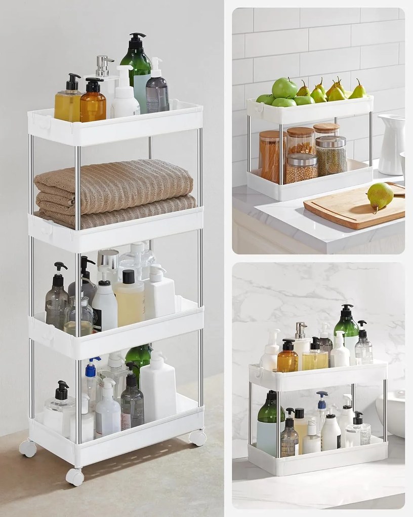 Regál na kolieskach VOXO I biely