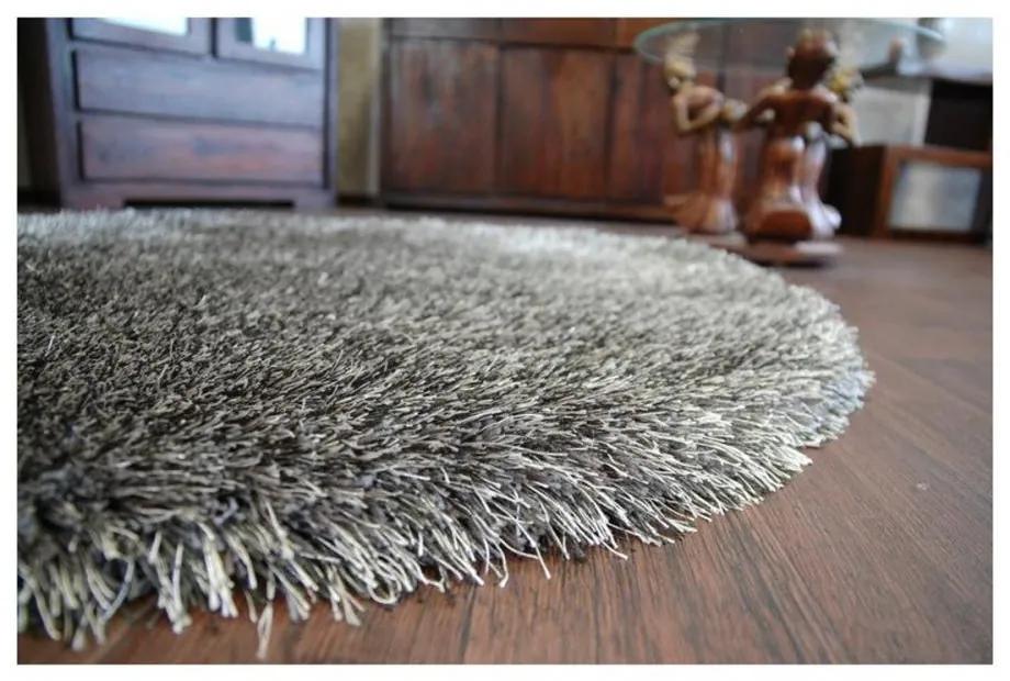 Luxusný kusový koberec Shaggy Love hnedý kruh 120cm