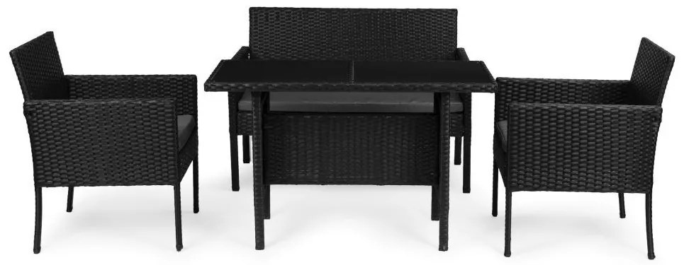 ZÁHRADNÝ SET MURIEL ČIERNY POHOVKA + 2 x KRESLO + STÔL