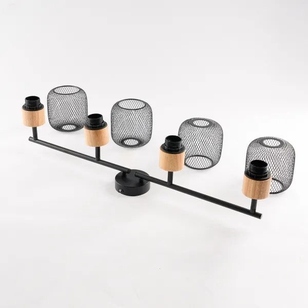 Brilagi - Bodové svietidlo BASKLITE 4xE27/15W/230V drevo/čierna