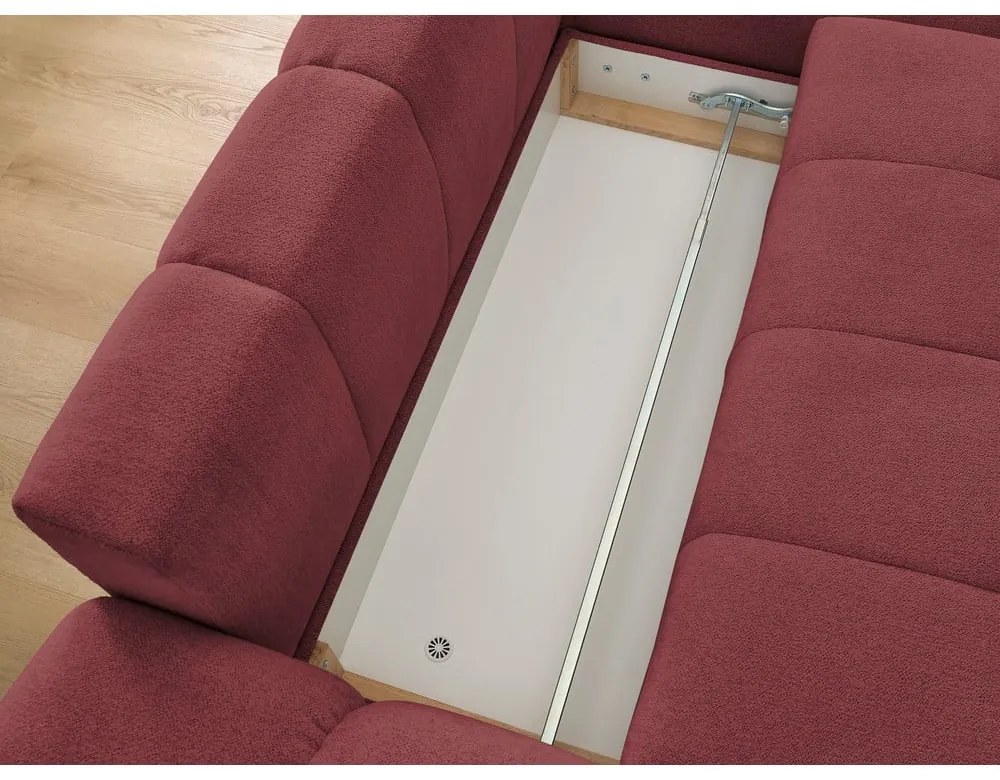 Vínovočervená ženilková rozkladacia/s úložným priestorom rohová pohovka (pravý roh/s leňoškou) Everest – Bobochic Paris