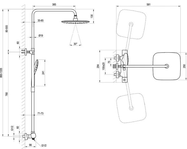 Ravak X070160 - Sprchová súprava s termostatickou batériou FREE čierna