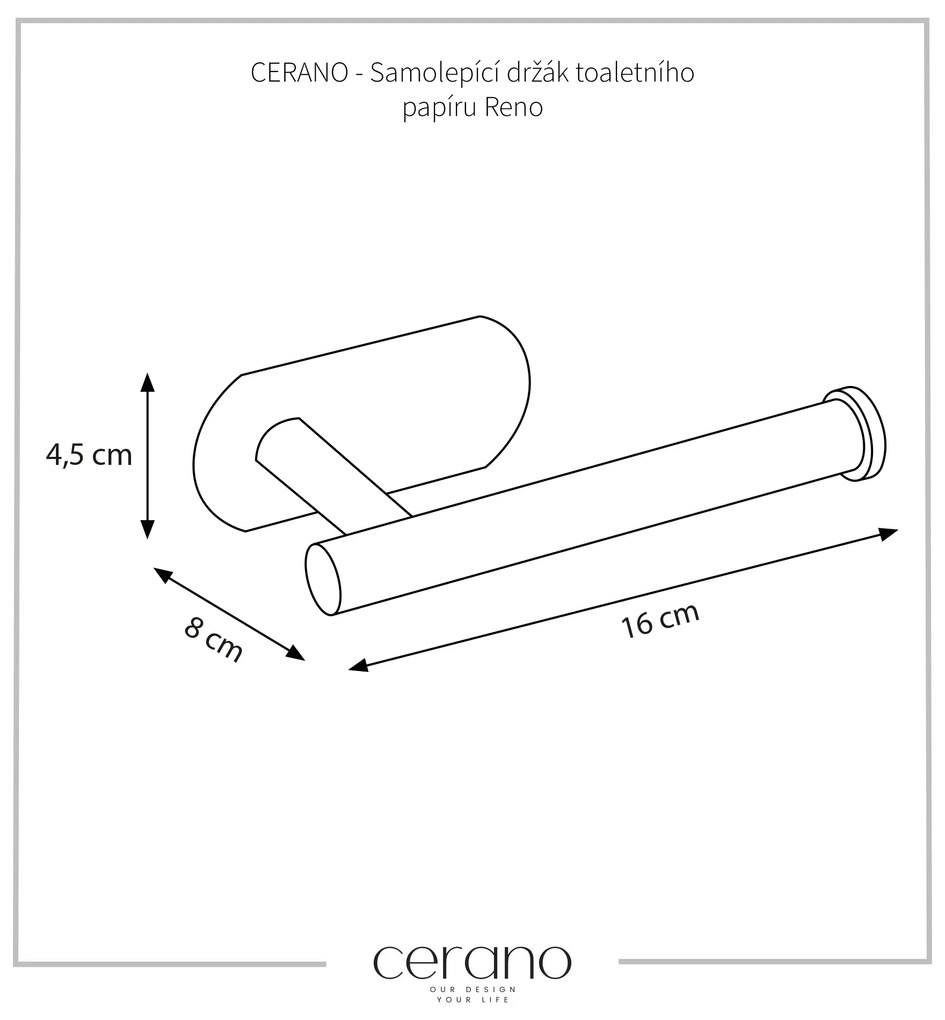 CERANO - Samolepiaci držiak toaletného papiera Reno - čierna matná, CER-CER-479428