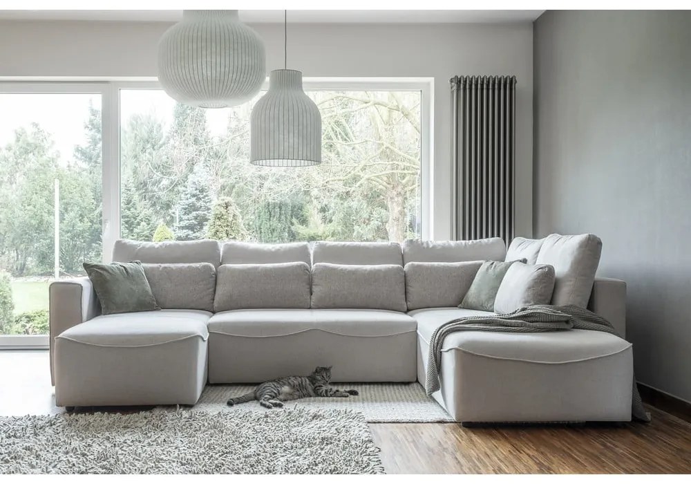 Krémovobiela rozkladacia rohová pohovka (do "U") Homely Tommy – Miuform