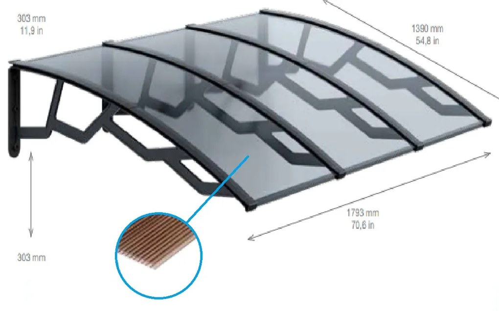 ARTPLAST Vchodová strieška 140x180cm, dymová Poškodený obal: Nie