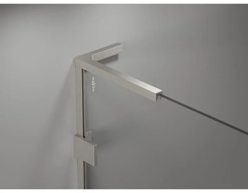Mexen Lunar, L päťuholníkový sprchový kút naklápací doľava 80 x 90 cm, 8mm číre sklo, oceľový profil, 831L-080L-090P-97-00-L