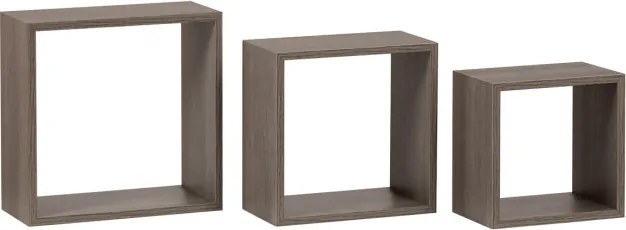 Set troch nástenných políc hnedé P-008 SON (3 ks)