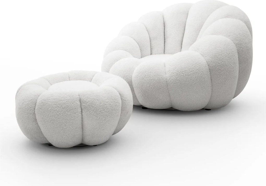 OTOČNÉ KRESLO FILIPPO S PODNOŽKOU BIELE