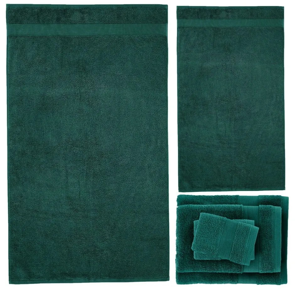 Tmavozelené froté bavlnené uteráky a osušky v súprave 6 ks Anti–Bacterial – Catherine Lansfield
