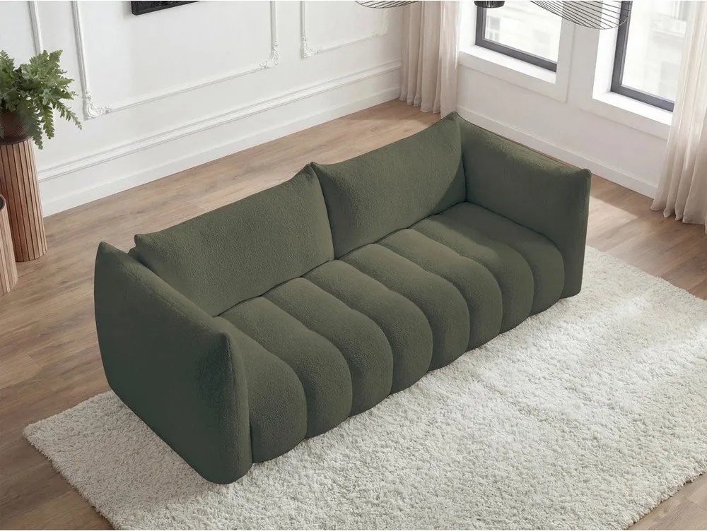 Zelená pohovka z textílie buklé 286 cm Azra – Bobochic Paris