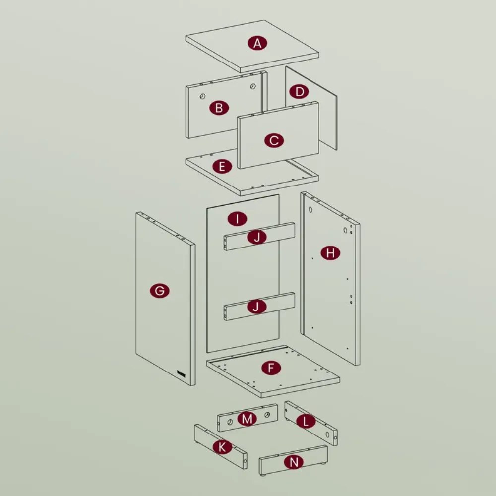 Nočný stolík ROBIN, 30x25x65cm, biela Vasagle