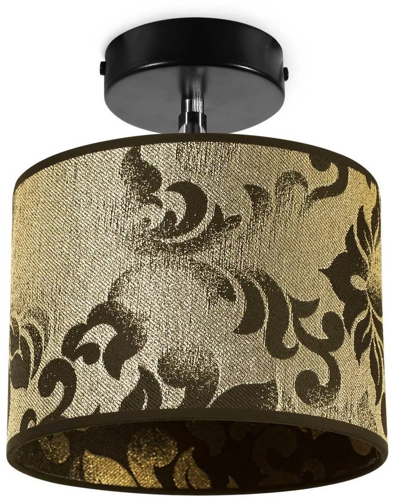 Nástenné svietidlo WERONA 1, 1x čierne/zlaté textilné tienidlo so vzorom, (možnosť polohovania)