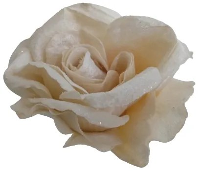 Umelá kvetina Ruža s glitrom krémová, 33 cm