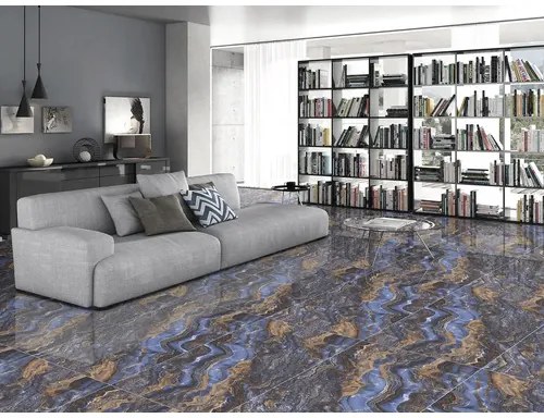 Dlažba imitácia mramoru Tiger Azul 100x200 cm rektifikovaná