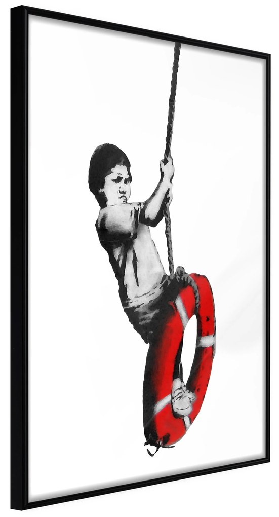 Artgeist Plagát - Banksy: Boy on Rope [Poster] Veľkosť: 30x45, Verzia: Čierny rám s passe-partout