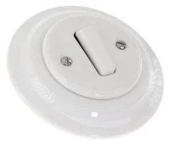 Bohemia-Design - Porcelánový retro jednopólový vypínač s rámčekom č. 1 biely