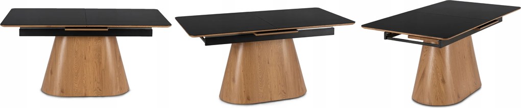 LIZBONA Keramický rozkladací stôl 160-200 cm čierny/dub