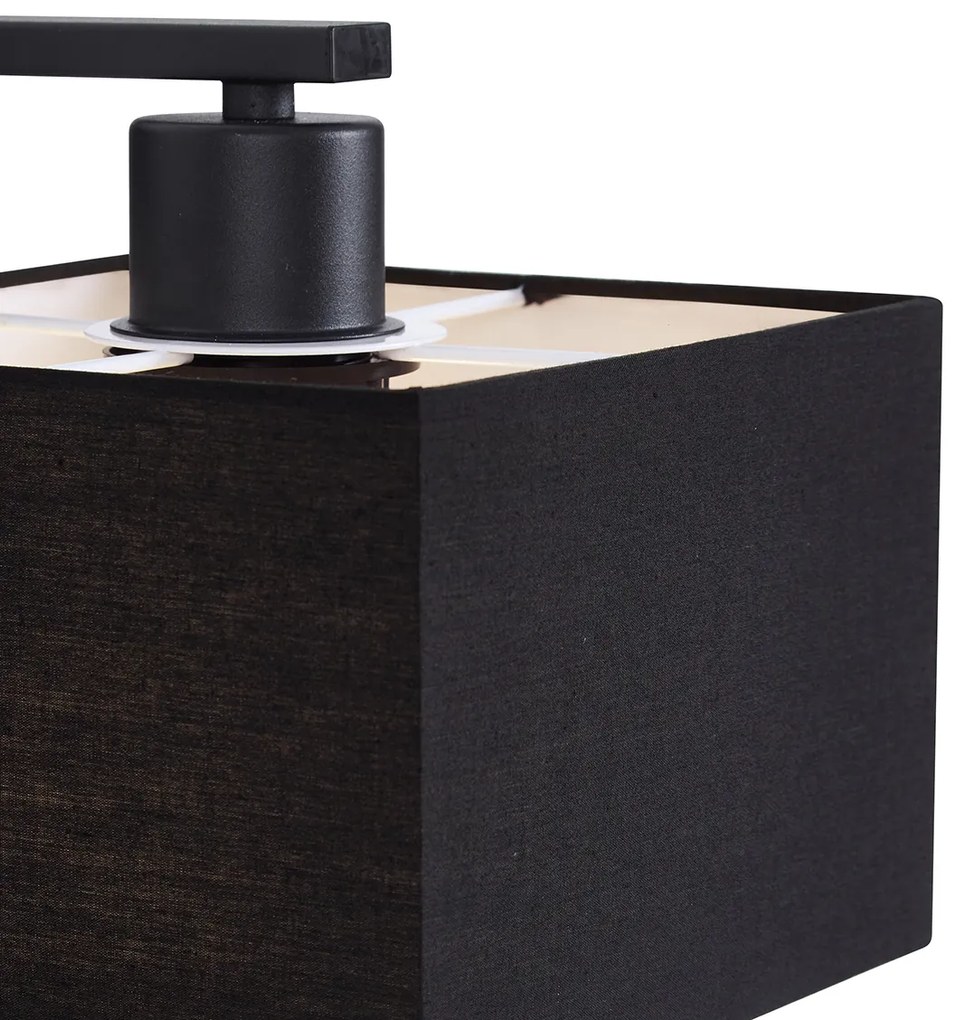Moderná nástenná lampa čierna štvorcová s lampou na čítanie - Puglia
