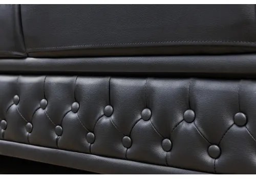 Sedacia súprava 41447 Chesterfield 3-sedenie Antique look Čierna  - Komfort-nábytok