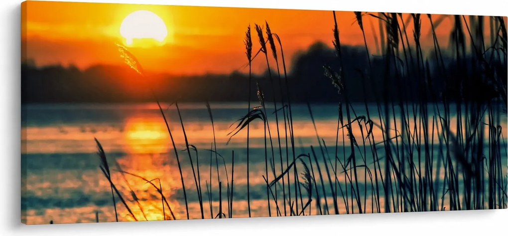 Obraz - Západ slnka nad jazerom (120x50 cm)